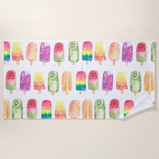 Waterverf Popsicles Strandlaken (Voorkant)