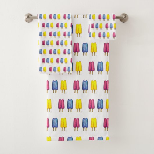 Waterverf Popsicles Twin Pop Ice Lollies Summer Bad Handdoek (Insitu)