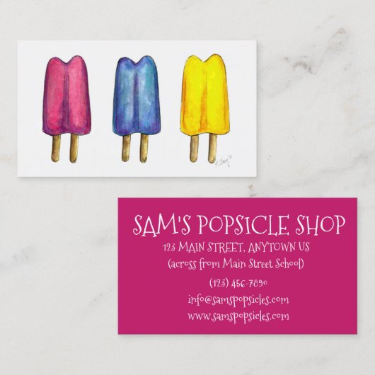 Waterverf Populaire  Twin Pop Popsicles Ice Lolly Visitekaartje (Voorkant / Achterkant)