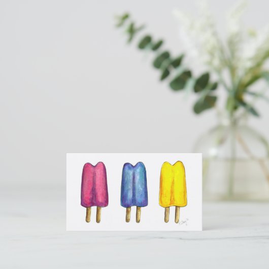 Waterverf Populaire  Twin Pop Popsicles Ice Lolly Visitekaartje (Staand voorkant)