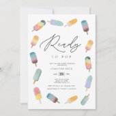 Waterverf Populatie Klaar aan Pop Baby shower Kaart (Voorkant)