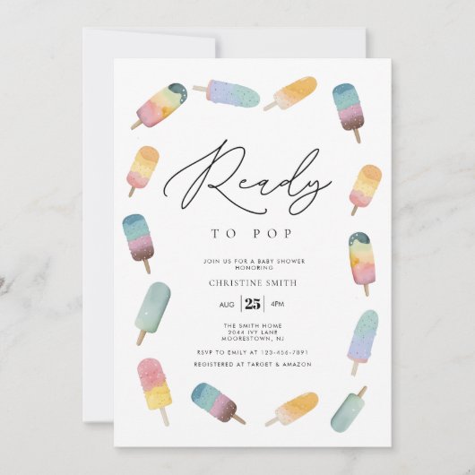 Waterverf Populatie Klaar aan Pop Baby shower Kaart (Voorkant)