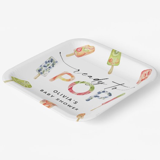 Waterverf Populatie Klaar aan Pop Baby shower Papieren Bordje (Gebogen)