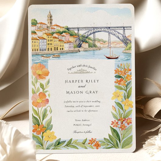 Waterverf Porto Dom Luís I Brug Huwelijk Kaart