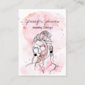 Waterverf Portret Oorbel Houder Display Kaart Visitekaartje (Voorkant)