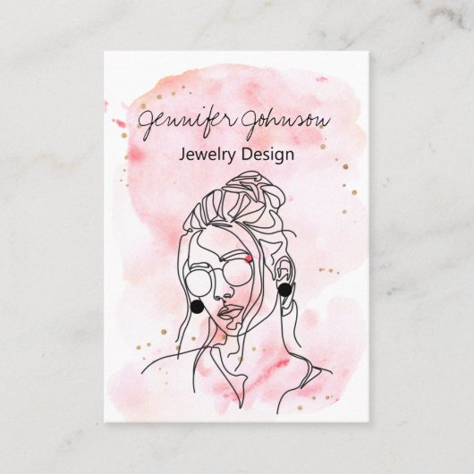 Waterverf Portret Oorbel Houder Display Kaart Visitekaartje (Voorkant)