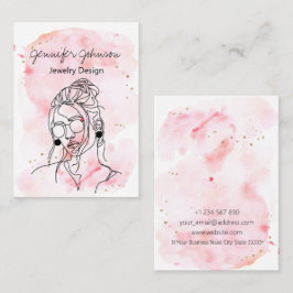 Waterverf Portret Oorbel Houder Display Kaart Visitekaartje