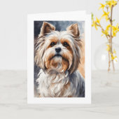 Waterverf Portret Pose Sweet Shih Tzu Blank Kaart (Gele Bloem)
