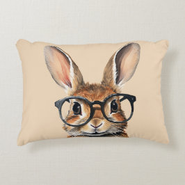 Waterverf portret Schattige konijn met bril Accent Kussen