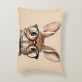 Waterverf portret Schattige konijn met bril Accent Kussen (Achterkant (Verticaal))