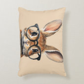 Waterverf portret Schattige konijn met bril Accent Kussen (Voorkant(Verticaal))