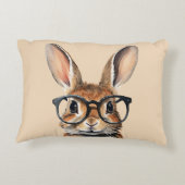 Waterverf portret Schattige konijn met bril Accent Kussen (Achterkant)