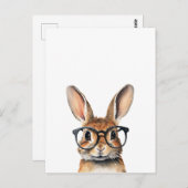 Waterverf portret Schattige konijn met bril Briefkaart (Voorkant / Achterkant)