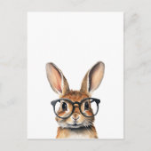 Waterverf portret Schattige konijn met bril Briefkaart (Voorkant)