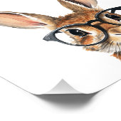 Waterverf portret Schattige konijn met bril Foto Afdruk (Hoek)