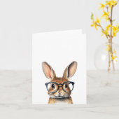 Waterverf portret Schattige konijn met bril Kaart (Gele Bloem)