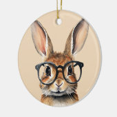 Waterverf portret Schattige konijn met bril Keramisch Ornament (Links)