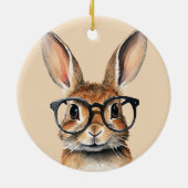 Waterverf portret Schattige konijn met bril Keramisch Ornament (Achterkant)