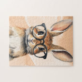 Waterverf portret Schattige konijn met bril Legpuzzel (Horizontaal)