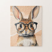 Waterverf portret Schattige konijn met bril Legpuzzel (Verticaal)
