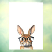 Waterverf portret Schattige konijn met bril Raamsticker (Vel 3)