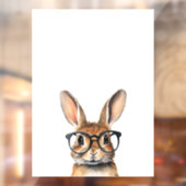 Waterverf portret Schattige konijn met bril Raamsticker (Vel 2)