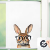 Waterverf portret Schattige konijn met bril Raamsticker (Huis)