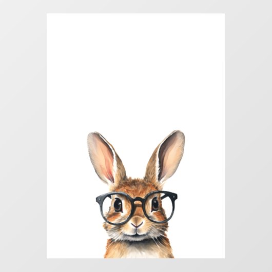 Waterverf portret Schattige konijn met bril Raamsticker (Vel)