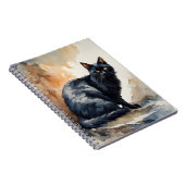 Waterverf Portret van Black Cat Pose Notitieboek (Rechterzijde)