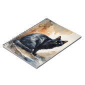 Waterverf Portret van Black Cat Pose Notitieboek (Linkerzijde)