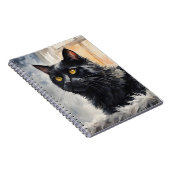 Waterverf Portret van Black Cat Pose Windows Notitieboek (Rechterzijde)