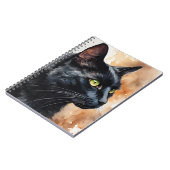 Waterverf Portret van Black Cat Profile Pose Notitieboek (Linkerzijde)