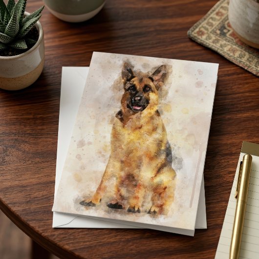 Waterverf Portret van Duitse Herdershond Kunst Bedankkaart