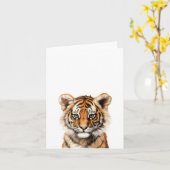 Waterverf Portret van een kleine tijger Kaart (Gele Bloem)