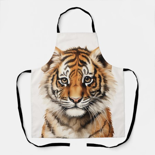 Waterverf Portret van een kleine tijger Schort (Voorkant)
