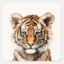 Waterverf Portret van een kleine tijger