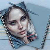 Waterverf Portret van vrouw in blauwe tinten Notitieboek