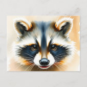 Waterverf portret van wasbeer gezicht briefkaart (Voorkant)