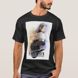 Waterverf portret van wolkenstrijd en sephiroth t-shirt