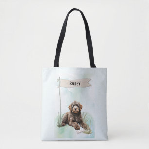 Waterverf Portugese Waterdog Hondennaam Tote Bag