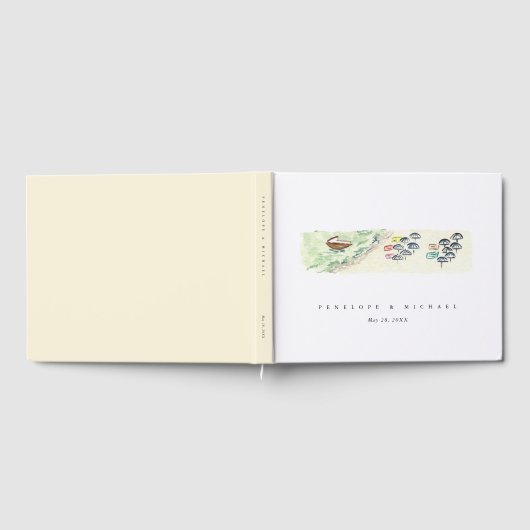 Waterverf Positano Amalfi kust Italië bruiloft Gastenboek (Volledig)