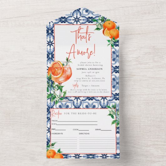 Waterverf Positano Aperol Spritz Recept Kaart (Binnen)