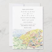 Waterverf Positano Italië Bestemmingsweddenschap Kaart (Voorkant)