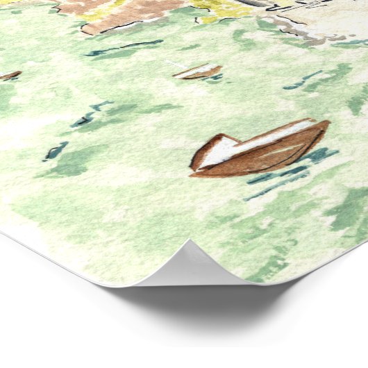 Waterverf Positano Italië Bestemmingsweddenschap Poster (Hoek)