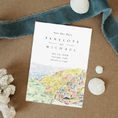 Waterverf Positano Italië Bestemmingsweddenschap Save The Date