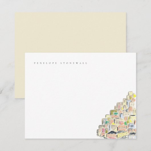 Waterverf Positano Italië Persoonlijke noot Kaart Notitiekaartje (Voorkant / Achterkant)