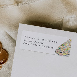 Waterverf Positano Italië Retouradreslabel Etiket