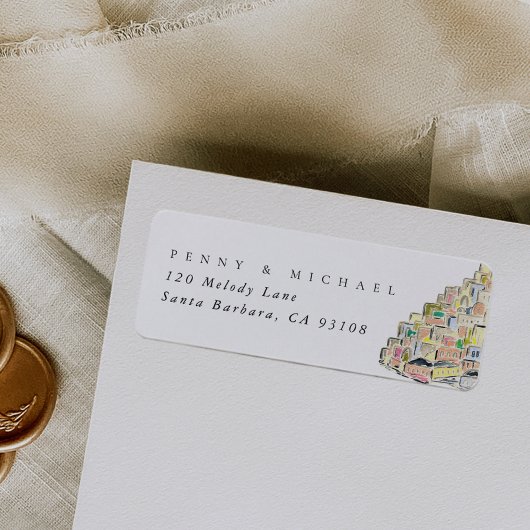 Waterverf Positano Italië Retouradreslabel Etiket