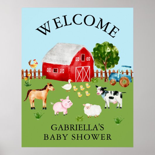 Waterverf Poster  Baby shower (Voorkant)