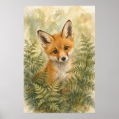 Waterverf Poster met Speelse Vos Kit Kunst (Voorkant)